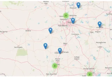 Miniature Donkeys in Texas map