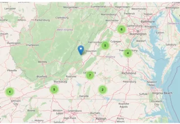 Highland Cattle in Virginia map